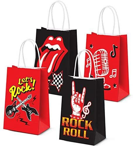 Rock And Roll Theme Party, Rock And Roll Birthday Party, Music Note Party, Music Party Decorations, Rock And Roll Birthday, 1950s Rock And Roll, Party Candy Bags, Rock And Roll Music, Rock N Roll Party