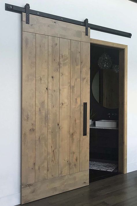 Barn Door Stain Colors, Weathered Oak Stain On Knotty Alder, Stained Barn Doors, Minwax Weathered Oak Stain, Knotty Alder Stain Colors, Barn Door Cabinets, Minwax Weathered Oak, Remodeled Basement, Kitchen Ceilings