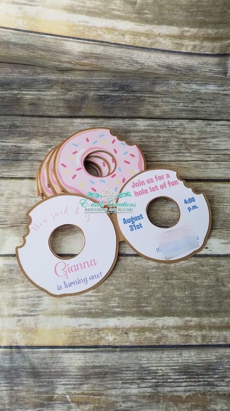 Donut Grow Up Party, Birthday Party Menu, Donut Invitation, Invitation Handmade, Grown Up Parties, Birthday Donuts, Donut Birthday Parties, Donut Birthday, Mermaid Sticker