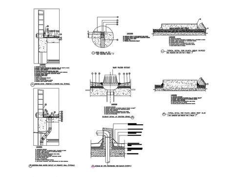 Typical concrete roof water proofing constructive details dwg file Concrete Roof Detail, Surface Drainage, Electrical Cad, Underground Drainage, Roof Waterproofing, Water Proofing, Types Of Concrete, Joinery Details, Concrete Roof