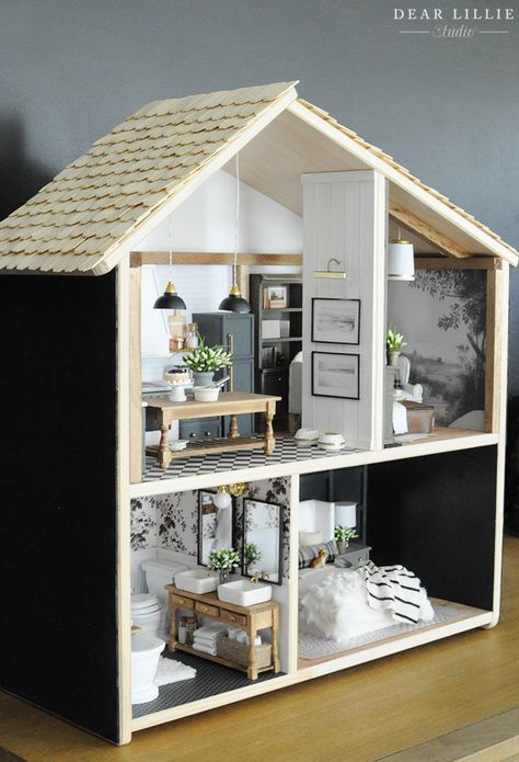 Ikea Flisat Hack, Dollhouse Study, Ikea Dollhouse, Ikea Flisat, Dolly House, Dollhouse Supplies, Dear Lillie, Dollhouse Bedroom, Mouse House