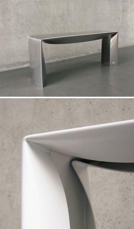 Sheet Metal Furniture, Minimalism Furniture, Aluminium Furniture, Furniture Construction, Contemporary Design Style, Bench Chair, Minimal Furniture, Futuristic Furniture, Bench Designs