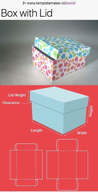 Free custom size Box with lid-templates! ✂︎ templatemaker.nl/boxlid Origami Kutu, Origami Box With Lid, Diy Gift Box Template, Box Template Printable, Paper Box Diy, Paper Box Template, Papercraft Templates, Gift Box Template, Origami Box