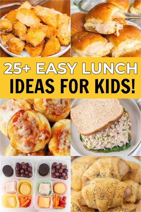 We have Easy lunch ideas for kids that will make lunch time less stressful. All of these easy tasty lunch ideas are frugal, quick and so delicious. Everyone will love these easy lunch ideas for kids! #eatingonadime #lunchrecipes #lunchideas #kidlunches Home Lunch Ideas, Easy Lunches For Kids, Lunch Ideas For Kids, Menu Sarapan Sehat, Quick Lunch Recipes, Big Families, Easy Lunch Boxes, Easy Lunch Ideas, Toddler Lunches