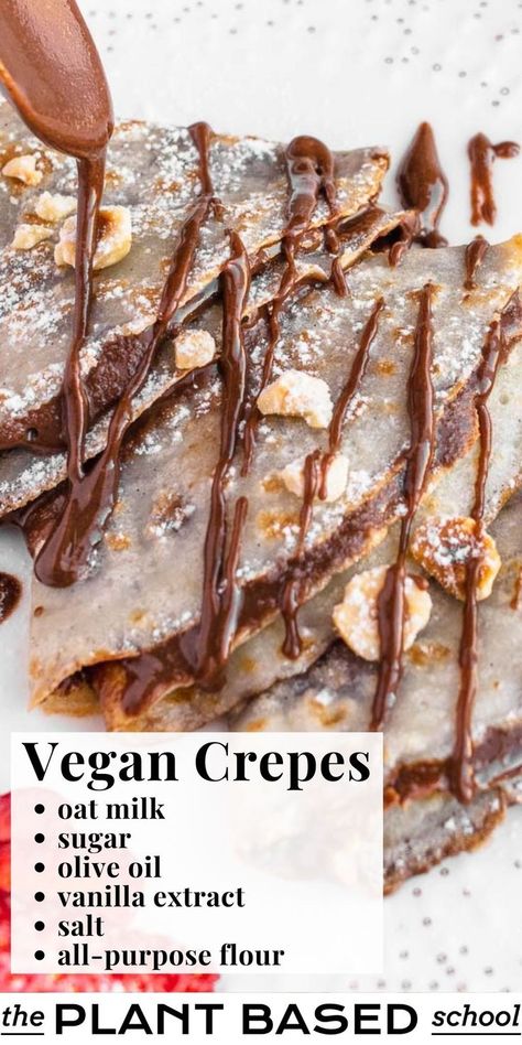 You can use crepes for sweet or savory dishes. Here we show you how to make sweet vegan crepes to eat for breakfast, brunch, or as a special treat. Vegan Crepes Recipe, Homemade Sorbet, Vegan Crepes, Crepe Recipe, Crepes Recipe, Vegan Nutella, Sweet Crepes, Mexican Breakfast Recipes, French Crepes