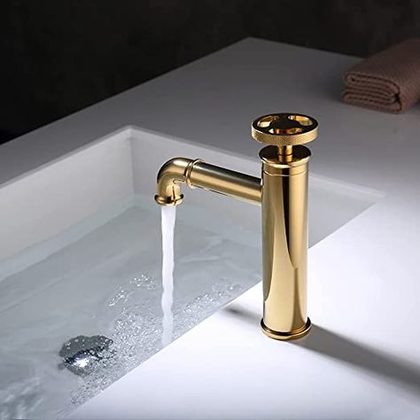 Lovedima Gold Bathroom Sink Faucet,Single Handle 1-Hole Lavatory Vessel Vanity Sink Faucet, Touch On Faucets - Amazon Canada Bathroom Basin Taps, Gold Taps, Industrial Style Bathroom, Brass Bathroom, Single Hole Bathroom Faucet, Gold Bathroom, Basin Mixer Taps, Bath Faucet, Basin Taps