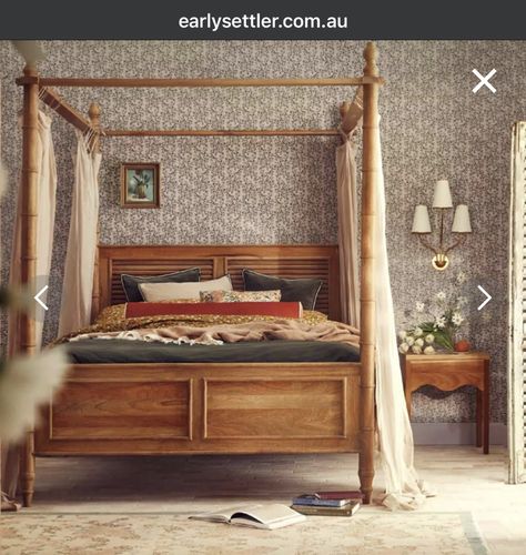 Post Bed Frame, Wooden Canopy Bed, Wood Canopy Bed, Queen Canopy Bed, Wood Canopy, Canopy Bed Frame, Bed Early, Bed With Posts, Early Settler