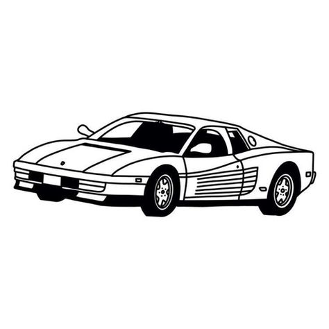 Ferrari F40 Tattoo, Frank Ocean Car Tattoo, F40 Tattoo, White Ferrari Tattoo, Race Car Tattoo, White Ferrari Frank Ocean Tattoo, Simple Car Tattoo, Frank Ocean Tattoo Ideas, White Ferrari Frank Ocean