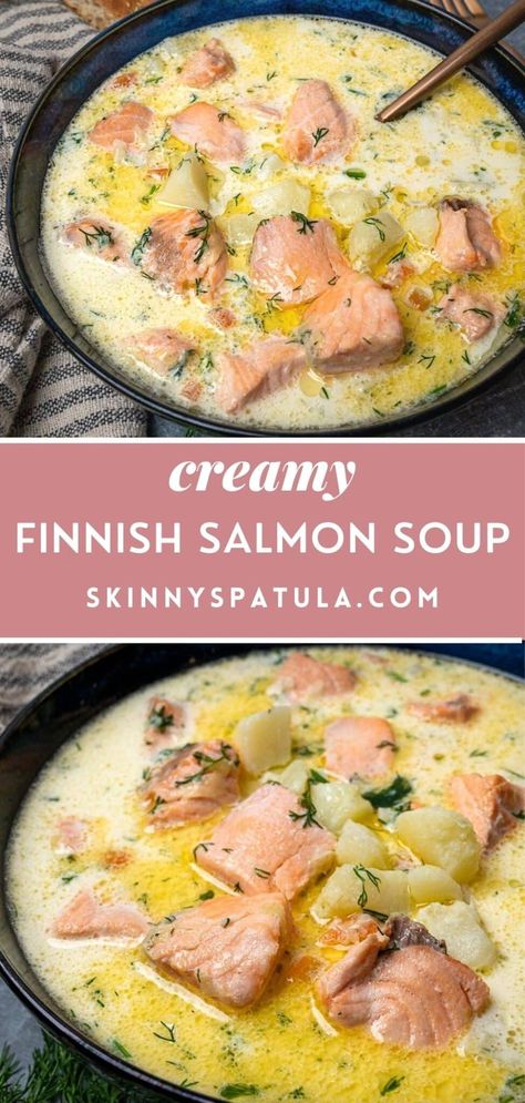 Finnish Salmon Soup, Salmon Soup, Fish Cakes, Fish Fish, Easy Soups, Easy Soup Recipes, Potato Soup, Stew Recipes, Koi Fish