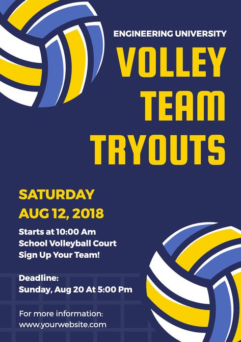 Free Volleyball Poster Designs | DesignCap Poster Maker Volleyball Tournament Poster Design, Volleyball Flyer Design, Volleyball Graphic Design Poster, Sports Club Poster, Volleyball Tournament Poster, Tryouts Poster, Sports Poster Ideas, Volleyball Poster Ideas, Volleyball Template