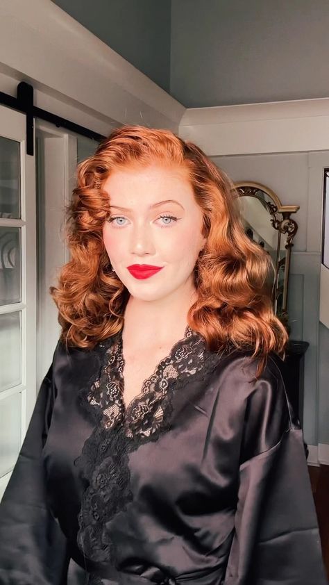 Old Hollywood/ Rita Hayworth inspired hair <3 Love this style… @amika @amikapro mousse @balmainhair hairspray and comb @aveda hair whip… | Instagram Hollywood Hair Tutorial, Old Hollywood Hair Tutorial, Old Hollywood Makeup, Modern Rockabilly, Old Hollywood Hair, Inspired Hairstyles, Vintage Bridal Hair, Hair Glam, Girly Hairstyles