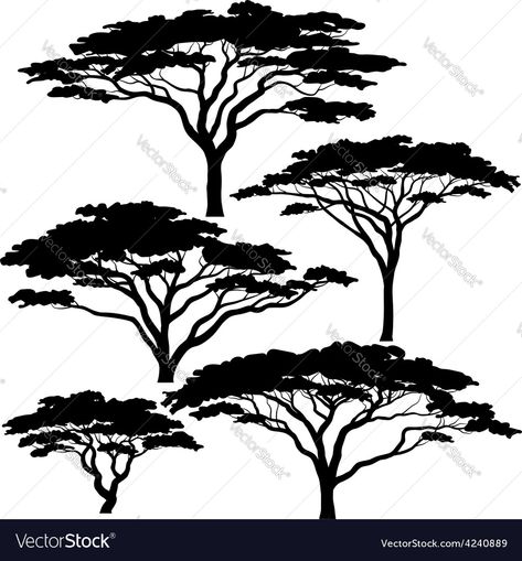 Japanese Trees, Africa Trees, Metal Tree Art, Trees Vector, African Tree, Afrique Art, Acacia Tree, Afrikaanse Kunst, Tree Artwork