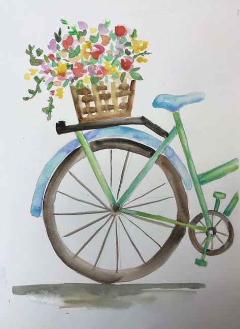 Watercolor Bicycle, Akvarel Illustration, Watercolor Pencil Art, Watercolor Paintings For Beginners, Watercolor Paintings Easy, Cat Air, Pastel Watercolor, 수채화 그림, Watercolor Art Lessons