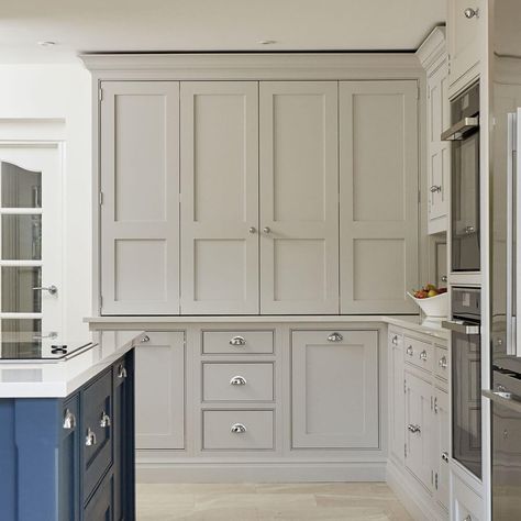 Blue Shaker Kitchen | Tom Howley Tom Howley Kitchen, Large Kitchen Pantry, Blue Shaker Kitchen, Kitchen Cabinets Grey And White, Shaker Style Kitchen Cabinets, Shaker Kitchen Design, Tom Howley, Kitchen Cabinet Trends, Kitchens Cabinets