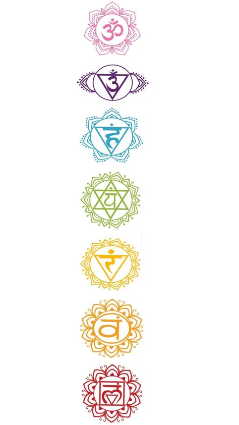 Tattoo Yoga Symbols Meditation, Chakra Neck Tattoo, Solar Plexus Chakra Tattoo, Seven Chakras Tattoo, Sacral Chakra Tattoo, Chakras Aesthetic, Chakra Aesthetic, Chakras Symbols, 7 Chakras Meaning