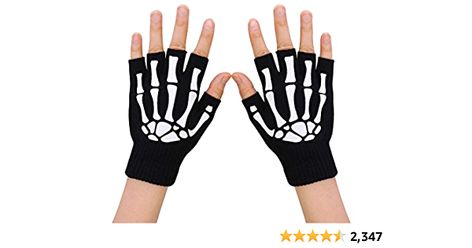 Amazon.com: Simplicity Unisex Half Finger Skeleton Gloves Glow in the Dark Knit Skull Gloves : Clothing, Shoes & Jewelry Finger Skeleton, Skeleton Gloves, Black Fingerless Gloves, Skeleton Pattern, Mechanic Gloves, Half Finger Gloves, Grunge Accessories, Gloves Pattern, Knit Gloves