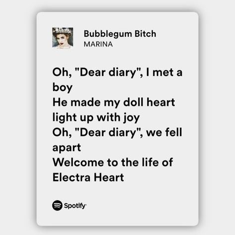 Marina And The Diamonds Lyrics Spotify, Electra Heart Lyrics, Marina And The Diamonds Quotes, Marina Song Lyrics, Marina Spotify Lyrics, Marina Electra Heart, Marina And The Diamonds Lyrics, Electra Heart Aesthetic, Marina And The Diamonds Aesthetic