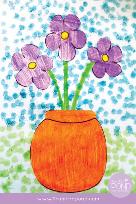 See the steps to make a violet in a vase art project. Perfect to integrate with learning the alphabet letter and sound V! Drawing Kindergarten, Directed Drawing Kindergarten, Abc Countdown, Bingo Dauber, Preschool Letter, Art Project For Kids, Letter Crafts, Weather Unit, Directed Drawing