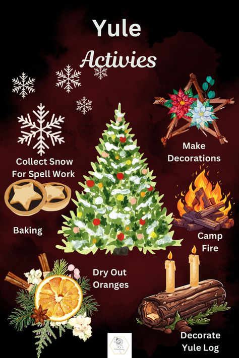 Things to do at Yule Yule Craft Ideas, Homemade Yule Decorations, Yule Crafts Diy, Witchy Yule Decor, Yule Meals, Yule Celebration Ideas, Yule Images, Yule Witchcraft, Yule Activities