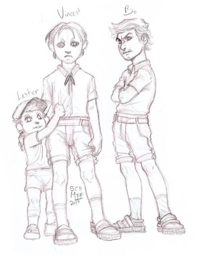 Lester, Vincent, and Bo as children; Art is not mine, if you know who the artist is, please DM me so I can give credit and a link to them. Sinclair Brothers, Scary Movie Characters, Horror Villains, Big Scary, Some Sketches, Slasher Movies, Horror Movie Icons, Thriller Movie, Horror Movie Art