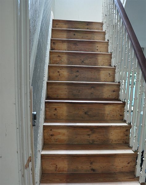 How To Paint, Oil Or Varnish A Victorian Staircase — Alice de Araujo Dark Wooden Stairs, Edwardian Staircase, Victorian Stairs, Wood Floor Restoration, Victorian Staircase, Staircase Spindles, English Girl, Painted Staircases, Wood Handrail