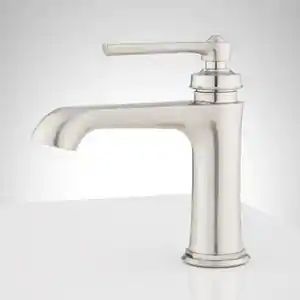 Signature Hardware Cooper Single Handle Monoblock Bathroom Sink Faucet in Brushed Nickel - 433247 - Ferguson Bathroom Faucets Brushed Nickel, Wall Cupboards, Faucet Bathroom, Company Design, Single Hole Bathroom Faucet, Brass Faucet, Downstairs Bathroom, Single Hole Faucet, Custom Shower