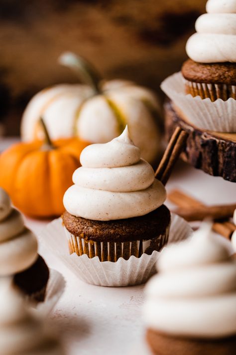 Stephanie Simmons, Brown Butter Cream Cheese Frosting, Brown Butter Cream Cheese, Brown Butter Frosting, Butter Cream Cheese Frosting, Pumpkin Syrup, Butter Frosting, Pumpkin Cupcakes, Blue Bowl