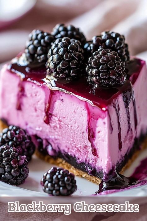 Delicious Blackberry Cheesecake Recipe: Easy & Creamy! Cheesecake Recipe Easy, 100 Cupcakes, Blackberry Dessert, Blackberry Cheesecake, Simple Family Meals, Blackberry Recipes, Berry Cheesecake, Raspberry Recipes, Best Cheesecake