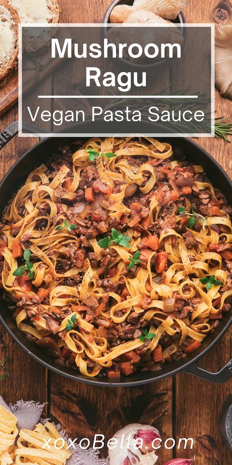 Spaghetti Sauce With Mushrooms, Vegetable Ragout Recipe, Vegan Ragu, Ragu Sauce Recipes, Mushroom Spaghetti Sauce, Vegan Pasta Sauce, Mushroom Ragu, Yummy Vegetable Recipes, Ragu Sauce