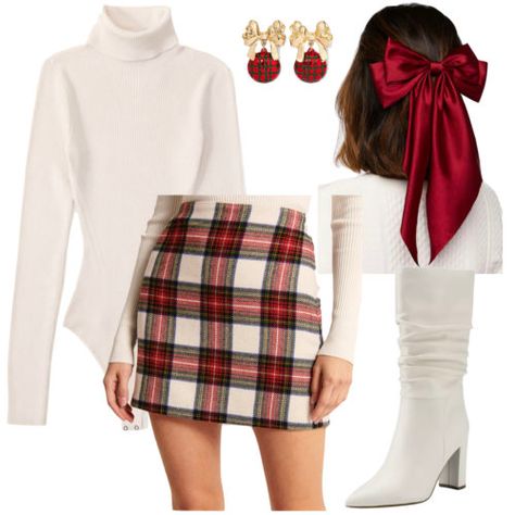 25 Cute Christmas Outfit Ideas to Make You Sparkle This Holiday Season Christmas Party Ideas Outfits, Christmas Outfit Red And White, Christmas Fancy Outfit, Christmas Tea Party Outfit, 90s Christmas Aesthetic Outfits, Jingle Ball Outfit Ideas, Christmas Party Outfits School, Christmas Chic Outfit, Cozy Christmas Outfits For Women