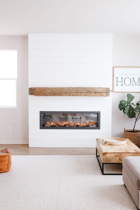 Shiplap fireplace wall