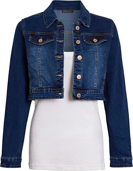 shelikes Womens Denim Jacket Crop Style Long Sleeve Button Up Slim Fit Vintage Jean Jacket For Ladies Girls : Amazon.co.uk: Fashion Denim Jacket Crop, Womens Denim Jacket, Fitted Jean Jacket, Jacket Crop, Jean Jacket For Girls, Vintage Jean Jacket, Latest Jeans, Crop Style, Crop Jean Jacket