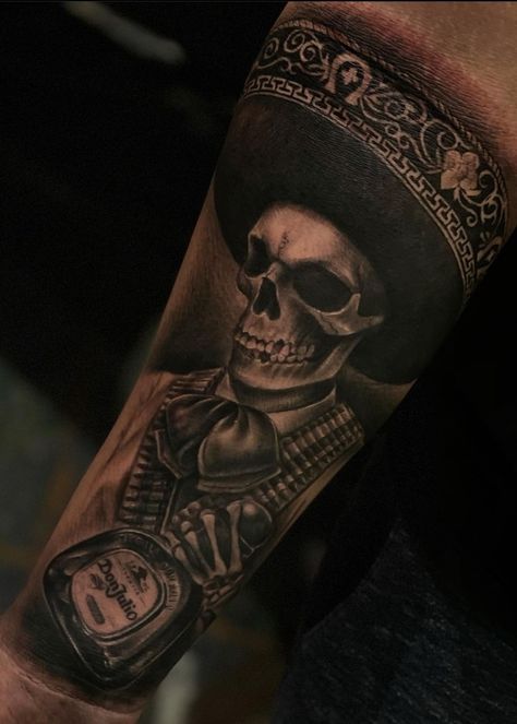 Charro Tattoo Design, Charro Tattoo, Tattoo Crane, Mexican Skull Tattoos, Aztec Warrior Tattoo, Aztec Tattoos Sleeve, Mexico Tattoo, Tiki Tattoo, Aztec Tattoos