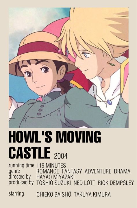 How's Moving Castle, Howl's Moving Castle Poster, Studio Ghibli Poster, Anime Suggestions, Film Posters Minimalist, Poster Anime, Howl's Moving Castle, Anime Printables, Anime Titles