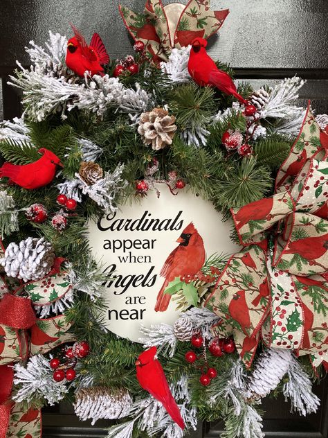 Cardinal Themed Winter Wreathchristmas Wreathindoor or - Etsy