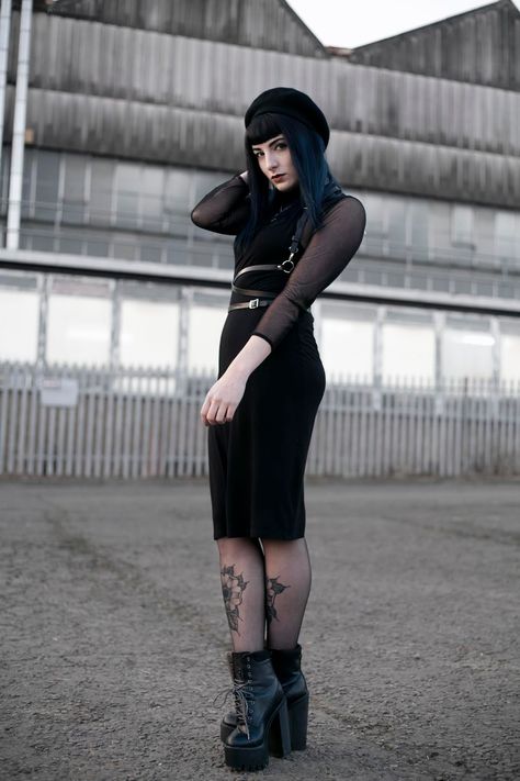 Follow us for the hottest new styles in Gothic Fashion - USE CODE - pinterest save 15% off Goth Outfits With Harness, Goth Everyday Outfit, Nugoth Outfits, Everyday Goth Outfits, Ootd Alternative, Everyday Goth, New Goth