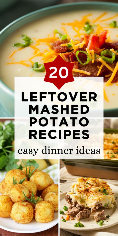 Revamp Your Leftover Mashed Potatoes with 20 Easy Dinner Recipes! Turn them into delightful dishes like potato pancakes, shepherd's pies, or cheesy casseroles. Quick and delicious, these ideas give your leftovers a tasty makeover. Click for inventive mashed potato meals! Thanksgiving Leftovers Recipes Leftover Mashed Potatoes, Leftover Cheesy Potato Recipes, Leftover Mashed Potato Breakfast, Recipes For Leftover Mashed Potatoes Ideas, Meals Using Mashed Potatoes, How To Use Up Leftover Mashed Potatoes, Mash Potato Pancakes Leftover, Things To Do With Leftover Mash Potatoes, Instant Mashed Potato Recipes Ideas