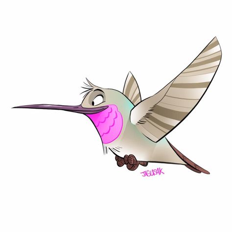 Hummingbird Cartoon Drawing, Bird Rider Concept Art, Hummingbird Character Design, Cute Hummingbird Drawing, Fingerprint Birds, Hummingbird Cartoon, Cartoon Hummingbird, Bird Comic, Bird Character Design