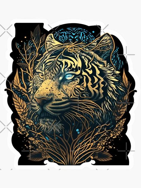 Chinese Zodiac Art Deco - Tiger. Check out more products in Redbubble and teepublic with this design Earth Tiger Zodiac, Chinese Zodiac Art, Tiger Zodiac, Chinese Zodiac Tiger, Tiger Sticker, Dragon Dreaming, Family Tattoo, Family Tattoos, Zodiac Art