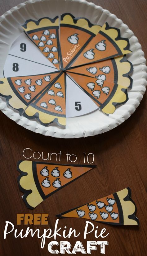 FREE Count to 10 Pumpkin Pie Craft - this is such a fun math activity for preschoolers to practice counting to 10 with a fun fall, thanksgiving themed activity #thanksgiving #counting #preschool Pumpkin Pie Counting Preschool, Pumpkin Pie Craft, Counting Craft, Pumpkin Crafts Preschool, Counting Preschool, Pie Craft, Thanksgiving Activities For Kindergarten, Thanksgiving Activities Preschool, Counting Activities Preschool