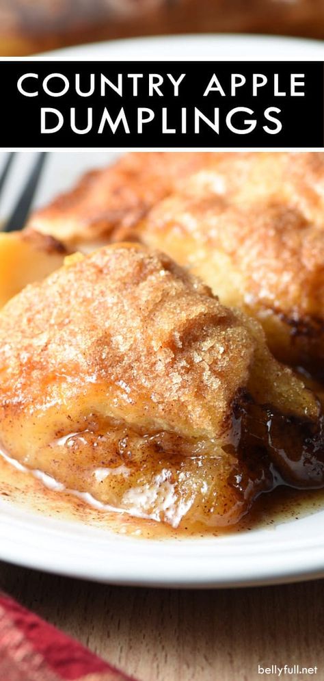 These Easy Country Apple Dumplings are soft and gooey on the bottom, but crispy on top, and they taste like apple pie. So easy and ridiculously good. Plus the house smells amazing while they bake! #apples #dumplings #appledumplings #easyappledumplings #recipe Apple Crescent, Easy Apple Dumplings, Apple Dumpling Recipe, Apple Dumpling, Apple Recipes Healthy, Baked Apple Recipes, Rolls Easy, Apple Recipes Easy, Apple Dumplings