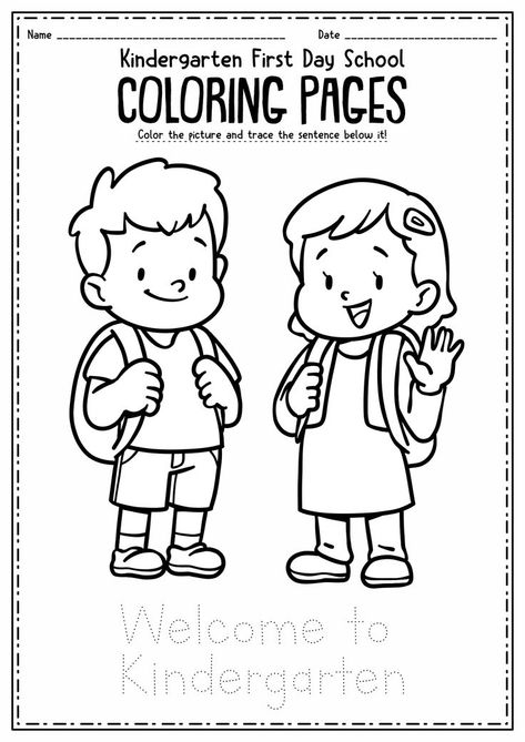 Help your child get ready for their first day of school with these helpful kindergarten worksheets. Make learning fun and engaging as they practice their letters, numbers, and more. Ensure they are prepared and confident for their big day! #BackToSchool #KindergartenReadiness #EarlyChildhoodEducation #firstdaykindergarten First Day Of School Drawing, Animals Name List, First Day Of School Kindergarten, Line Tracing Worksheets, Kindergarten Pictures, Welcome To Kindergarten, Kindergarten Coloring, Kindergarten Colors, Line Tracing