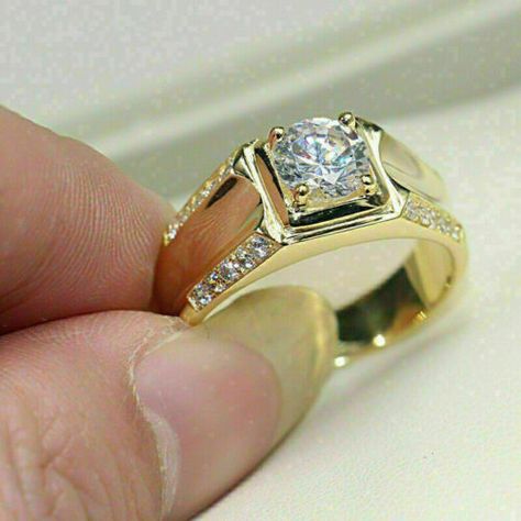 https://www.jewelry22.com/ Find many great new & used options and get the best deals for 1.50CT Round Simulated Solitaire Diamond Band Ring Men's 14K Yellow Gold Plated at the best online prices at eBay! Free delivery for many products! Diamond Ring Designs Men, Male Gold Ring Design, Male Engagement Ring Men Gold, Gents Solitaire Ring Men, Gents Diamond Ring Men, Boys Engagement Ring, Male Gold Ring, Boys Rings Design Gold, Mens Solitaire Diamond Ring