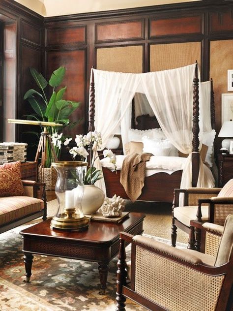 Tropical British Colonial Interiors, British Colonial Bedroom, British Colonial Interiors, West Indies Decor, Tropical British Colonial, Colonial Style Interior, Colonial Bedroom, British Colonial Decor, Tropical Interior