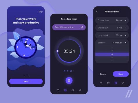 Awesome Pomodoro App created by Purrweb UI Pomodoro App, Pomodoro Timer App, Fruits Design, Alarm App, Pomodoro Timer, Timer App, Mobile App Design Inspiration, App Interface Design, Mobile Web Design