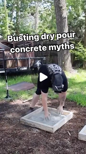 Christopher Powell on Instagram: "People love to argue about dry pour concrete, so I went ahead and disproved a bunch of the myths about it #concrete #concreteconstruction #concretelife #diy #doityourself #doityourselfproject #landscape #landscaping #backyard #backyarddesign #homeimprovement #homeimprovements #contractor #contractorlife #cement #concretedecor #construction #constructionlife #mythbusters #science #scienceexperiment #experiment #testing #buildingconstruction #building #builder #build #home #howto" Pouring Concrete Steps, Making Concrete Pavers, Dry Cement Ideas, Diy Add On Room To House, Dry Cement Pour, Dry Concrete Ideas, Dry Pour Concrete Walkway, Dry Pour Concrete Slab, Dry Pour Concrete Patio