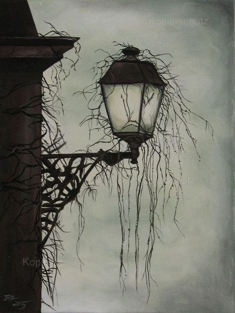 Twilight - Acrylic painting - Gothic,Lantern,scary,mystic,gloomy #Unbranded Paintings Creepy, Gothic Painting Ideas, Gothic Lantern, Scary Paintings, Gothic Painting, Creepy Paintings, Gothic Drawings, Lantern Painting, Dark Gothic Art