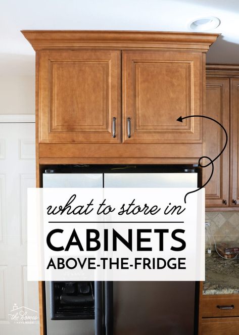 Best Kitchen Organizing Ideas, No Cabinet Space In Kitchen, Above Kitchen Cabinet Organization, What To Store In Cabinet Above Refrigerator, Top Of Fridge Cabinet Ideas, Space Saving Ideas For Kitchen Cabinets, Organisation, Over Stove Cabinet Organization, Ways To Store Kitchen Appliances