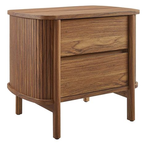 PRICES MAY VARY. MID-CENTURY MODERN ELEGANCE - The Cadence 2-Drawer Nightstand features rounded corners, fluted details, and a sleek profile, making it a stylish bedside table for any bedroom DURABLE END TABLE - Crafted from rubberwood, particleboard, and MDF with a wood grain laminate, this nightstand with drawers is built to last and seamlessly blends with any decor, functioning well in a bedroom or as an elegant boho side table in other living spaces FUNCTIONAL DESIGN - Equipped with two full Night Stand Tables Bedroom Ideas, Oval Bedside Table, Fluted Nightstand, Bedside Table Wood, Boho Nightstand, Boho Side Table, Storage Nightstand, Bedroom Revamp, Small Accent Tables