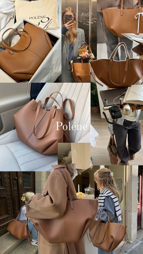 https://euro.polene-paris.com/products/numero-douze-camel-graine Polene Tote Bag, Polene Bag Cyme, Leather Tote Bag Outfit, Polene Bag, Tote Bag Outfit, Instagram Feed Inspiration, Brown Leather Bag, Brown Brown, Brown Bags